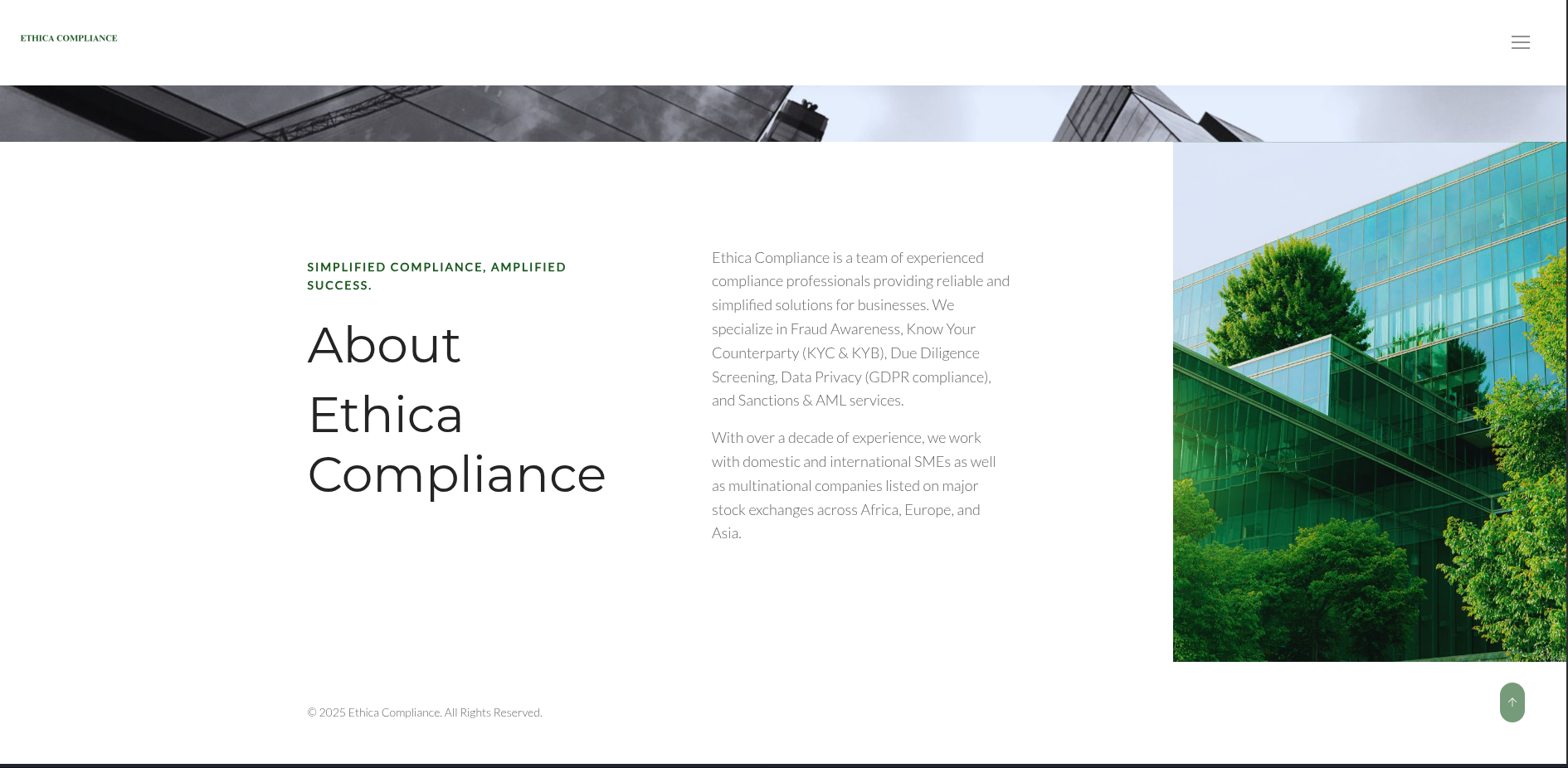 Ethica Compliance Landing Page
